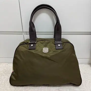 Orobianco 오로비안코 보스턴 백 나일론 x 가죽 카키