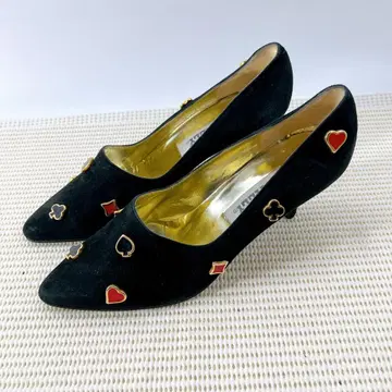 [ 레어 빈티지 ] BALLY 발리 카드놀이 참 스웨이드 펌프스 블랙