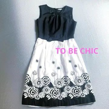 TO BE CHIC. 꽃무늬 자수 슬리브리스 무릎 기장 원피스 SANYO