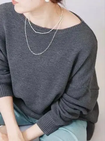 IENA 이에나 테이프얀 와이드 크루넥 풀오버 그레이