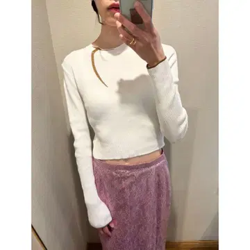 mame kurogouchi 마메쿠로구치 금 계승 리브 니트 화이트