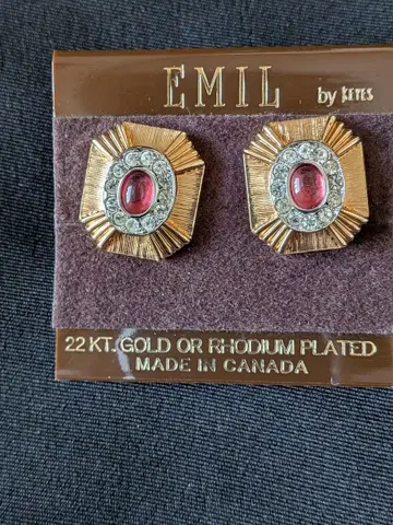 빈티지 22kt 금 또는 로듐 도금 미사용 새상품 귀찌