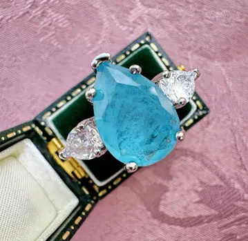 Ocean Drop Ring 파라이바 블루 물방울 반지 US8 약 16호