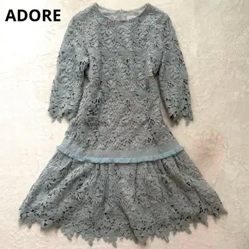 ADORE 드레스 꽃무늬 자수 원피스 무릎 기장 5부 소매