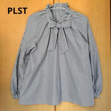 PLST 플라스테 보타이 블라우스 스트라이프 M