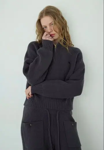 ALEXIA STAM Harf Zip Knit Top