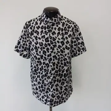 M 레오파드 무늬 반팔 셔츠 그레이 블랙 팬서 레오파드 로카빌리