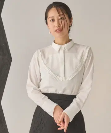 새상품급 HANAE MORI x CELFORD 콜라보 요크 프릴 블라우스