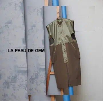 LA PEAU DE GEM 슬리브리스 도킹 베스트 카키