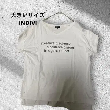 빅 사이즈! INDIVI / 로고 T셔츠 화이트 블랙 로고