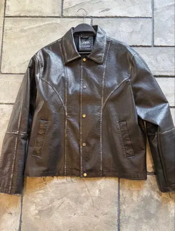 ZARA 다크 브라운 가죽 자켓