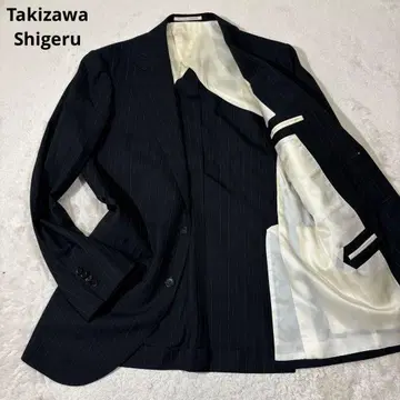 타키자와 시게루 울 스트라이프 테일러드 자켓 L