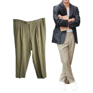 아카이브 라이트 카키 플리츠 슬랙스