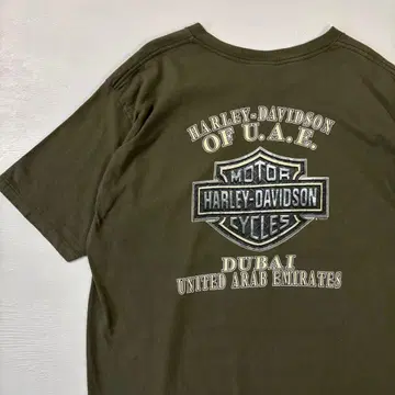 USA제 할리데이비슨 빅 로고 프린트 T셔츠 카키 XL 사이즈