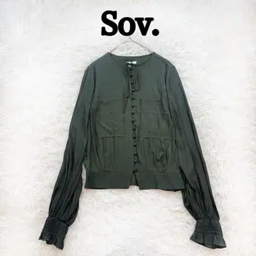 Sov. 프론트 버튼 블라우스 카키 그린 36