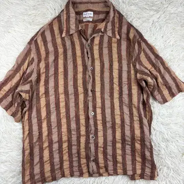 90s 폴스미스 런던 빈티지 오픈 카라 린넨 스트라이프 일본제