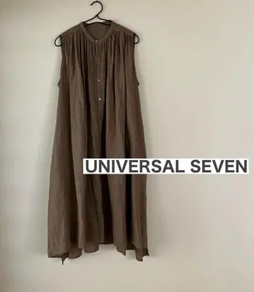유니버셜 세븐 티슈 롱 린넨 슬리브리스 원피스 일본제 브라운