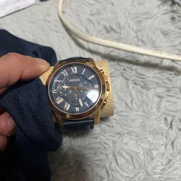 FOSSIL 손목시계 네이비 가죽