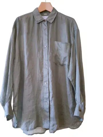 [ 새상품급 ] PASSIONE 라미 긴팔 셔츠 겉옷 카키 주름 가공