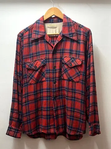 40s vintage LaPLaya Marlboro 체크 셔츠 오픈 카라