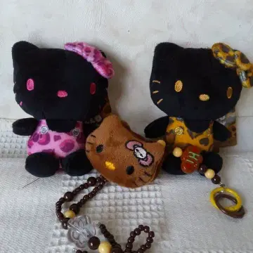 [ 미사용품 ] 헬로키티 블랙 키티 볼 체인 마스코트 2개 일광화상 키티