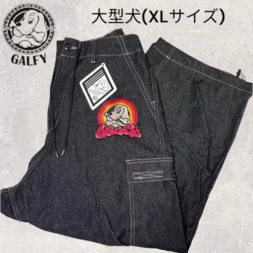 [ 새상품/레어 ] GALFY 더티 데님 와이드 카고 XL 대형견 블랙