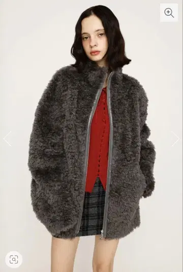 SLY CURLED BOA 블루종 그레이 사이즈 2