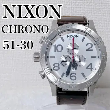 [ 레어 ] 닉슨 51-30 크로노 가죽 밴드 실버 [ 0004 ]