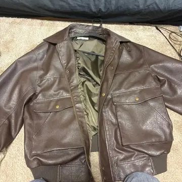브라운 가죽 아우터 자켓