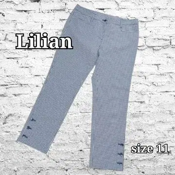 미사용 Leilian 레리안 크롭 팬츠 깅엄 체크 버튼