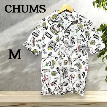 CHUMS 참스 BBQ 알로하 셔츠 후드 패턴 코튼 반팔 M