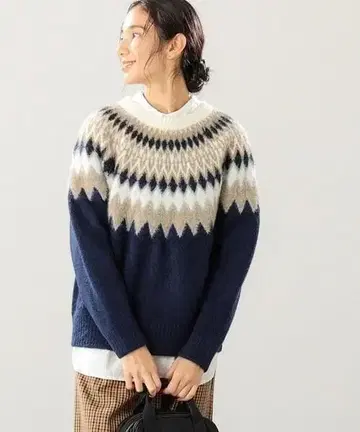 B:MING by BEAMS 여성용 페어아일 니트 스웨터