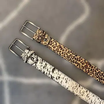 futureherz 레오파드 무늬와 화이트 가죽 벨트 2개 세트