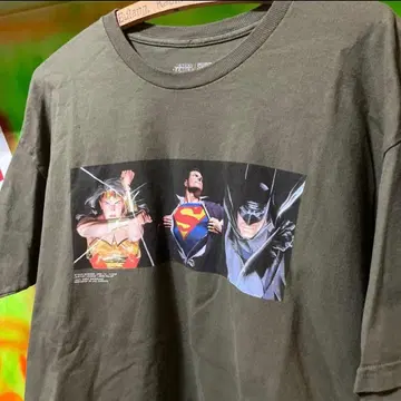 DC 코믹 슈퍼히어로 카키 3샷 T셔츠