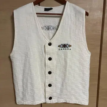KALSON CANADA 빈티지 로고 자수 캐나다 자수 화이트 베스트 M