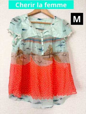 미사용 새상품 Cherir la femme 셰리라파무 반팔 블라우스 M