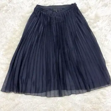 UNTITLED 플리츠 스커트 무릎 기장 네이비 0 S 상당 지퍼 있음