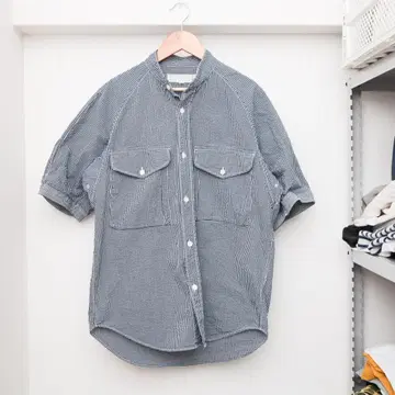 [새상품급] HAVERSACK 깅엄 체크 반팔 셔츠 스탠드 카라