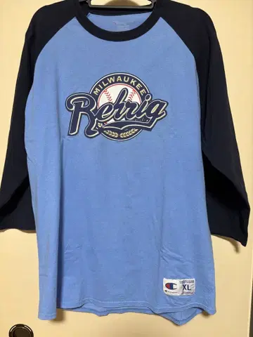 Champion XL 7부 소매 티셔츠 밀워키 브루어스풍