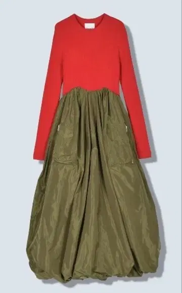 OMMO MA-1 도킹 원피스 레드 x 카키