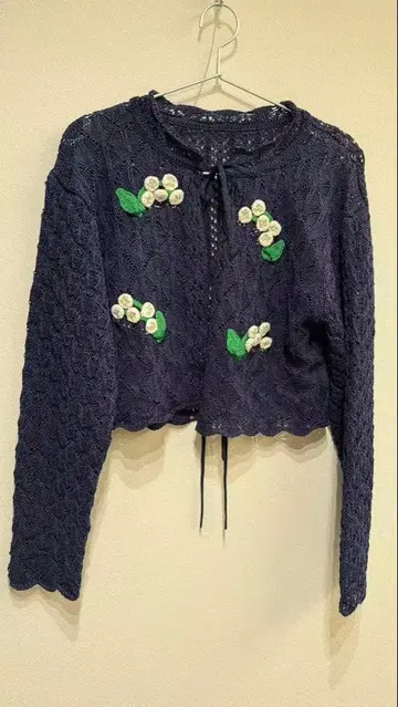 MUVEIL 뜨개질 플라워 가디건