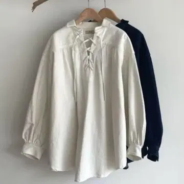 캐널진 카라 부착 레이스업 셔츠