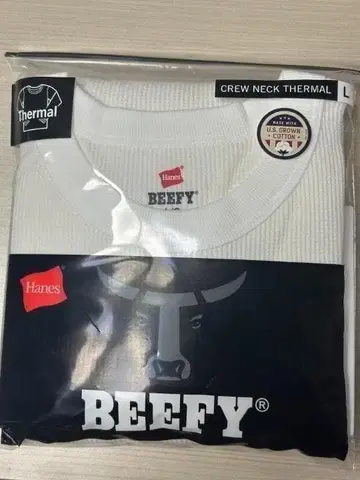 hi0468 Hanes BEEFY 롱T 서멀 둥근넥 화이트 L
