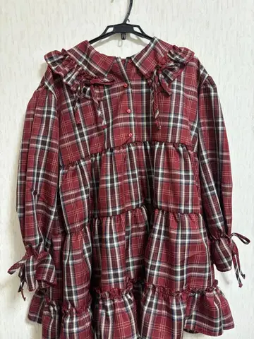 쿠틸과 레트로 리본 미니 원피스 빨간색