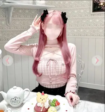허니뮤우 하니뮤 HONEYMEW 하운드투스 체크 패턴 하이넥 앙상블 상의