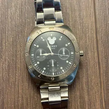 미키 손목시계 Disney 크로노그래프풍 실버