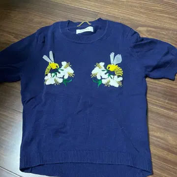 MUVEIL 네이비 반팔 니트 38