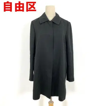 A5351 자유구 롱 코트 스텐카라 코트 반 안감 블랙 40