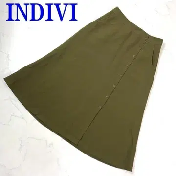 INDIVI 인디비 버튼 플레어 스커트 카키 38 C8672