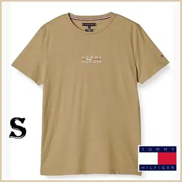 스퀘어 로고 T셔츠 카키 S 사이즈 TOMMY HILFIGER